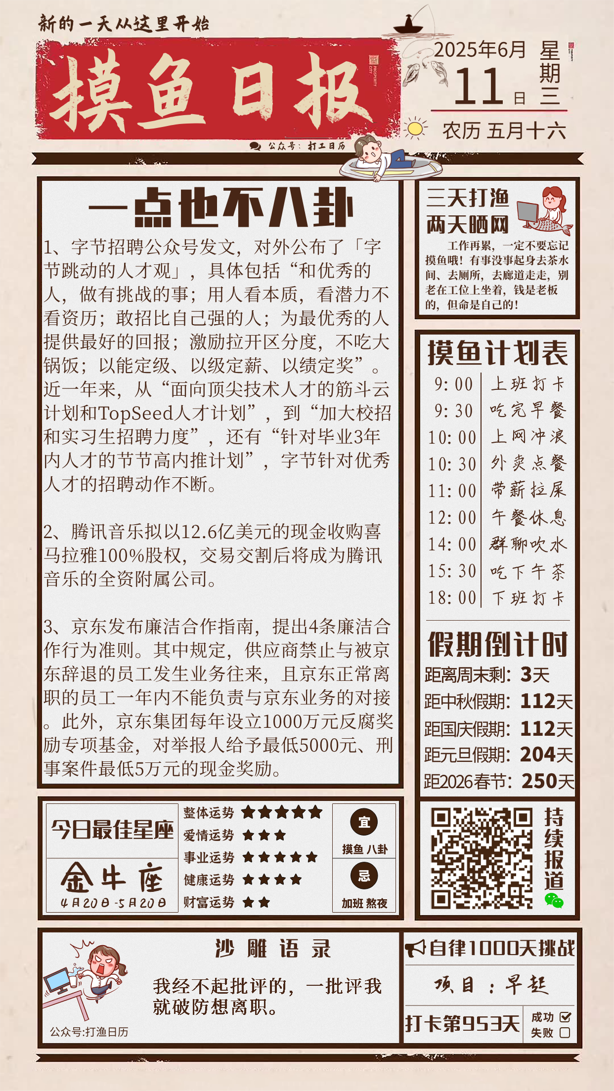 06日11日，星期三，在这里每天60秒读懂世界！